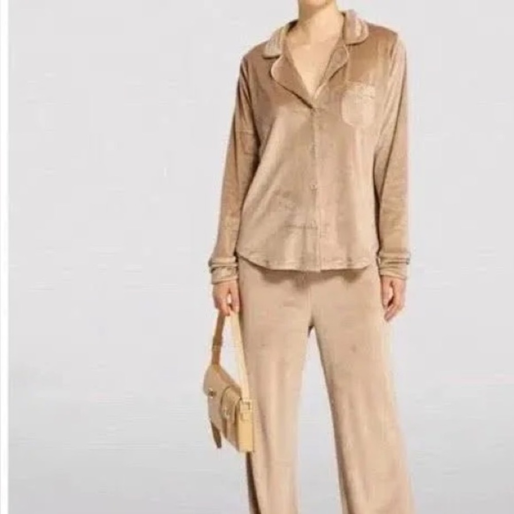 Skims Velour Button Up in Honey - Picture 2 of 2